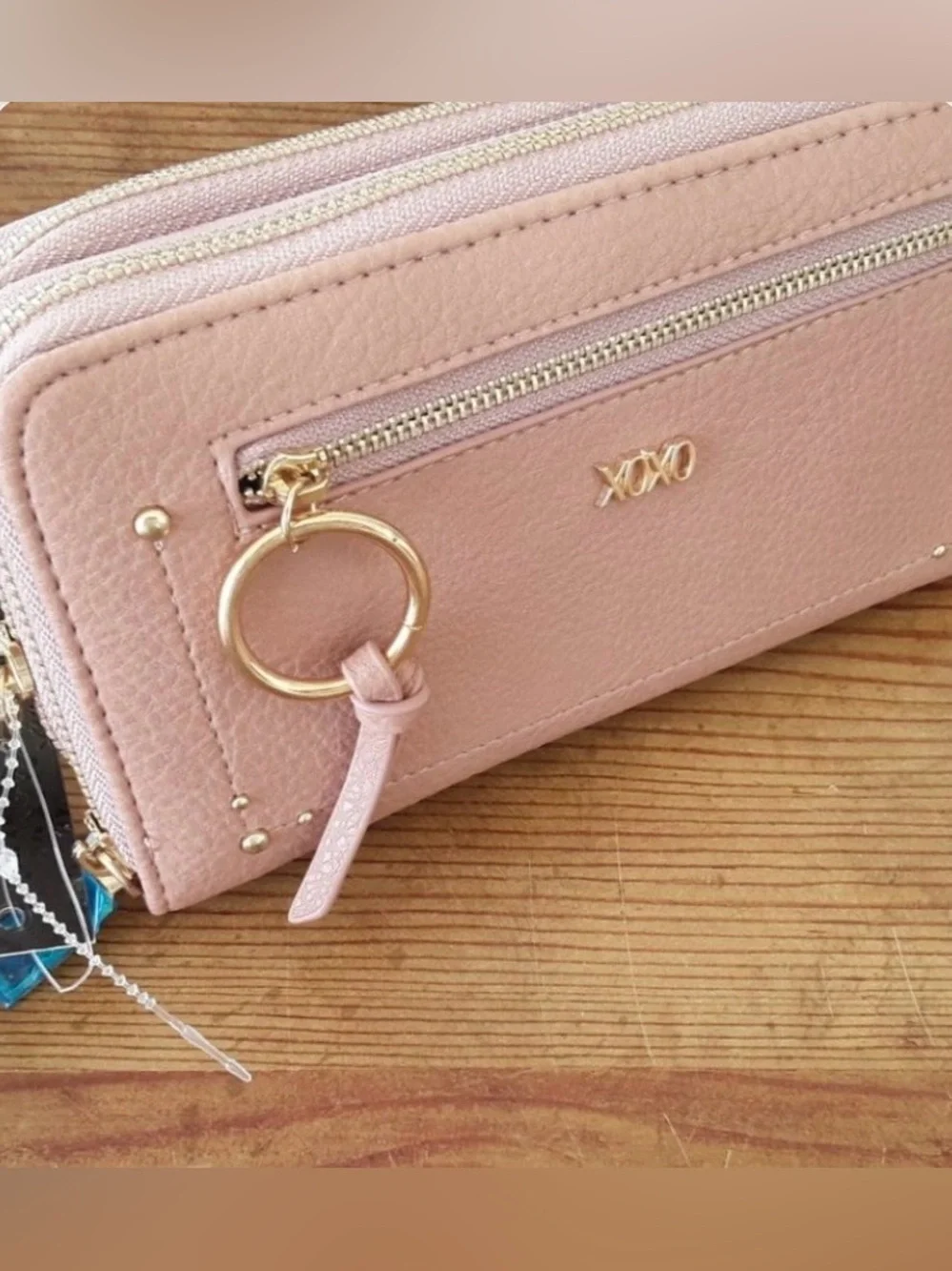 Blush double zipper wristlet  wallet